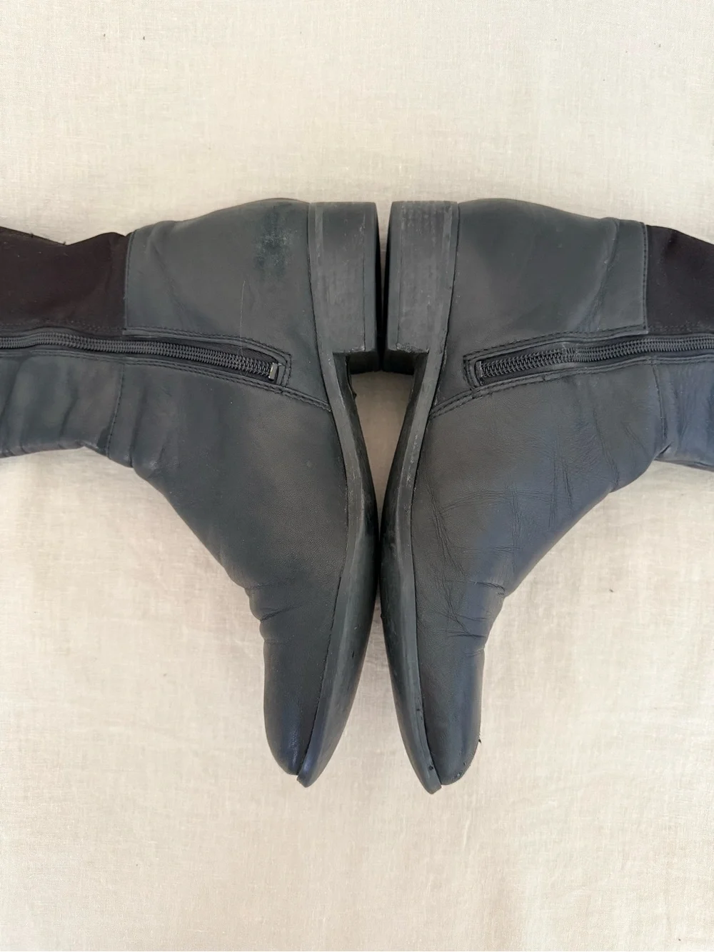 Michael Kors Over-the-Knee Leather Stretch Boots Sz 7.5 Fits 8 Black Low Heel